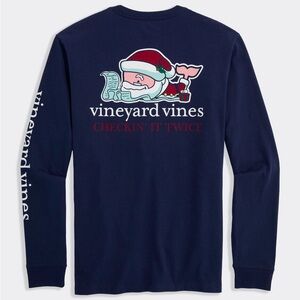 Vineyard‎ Vines Mens Navy Holiday Santa Whale Graphic Tee Size Small